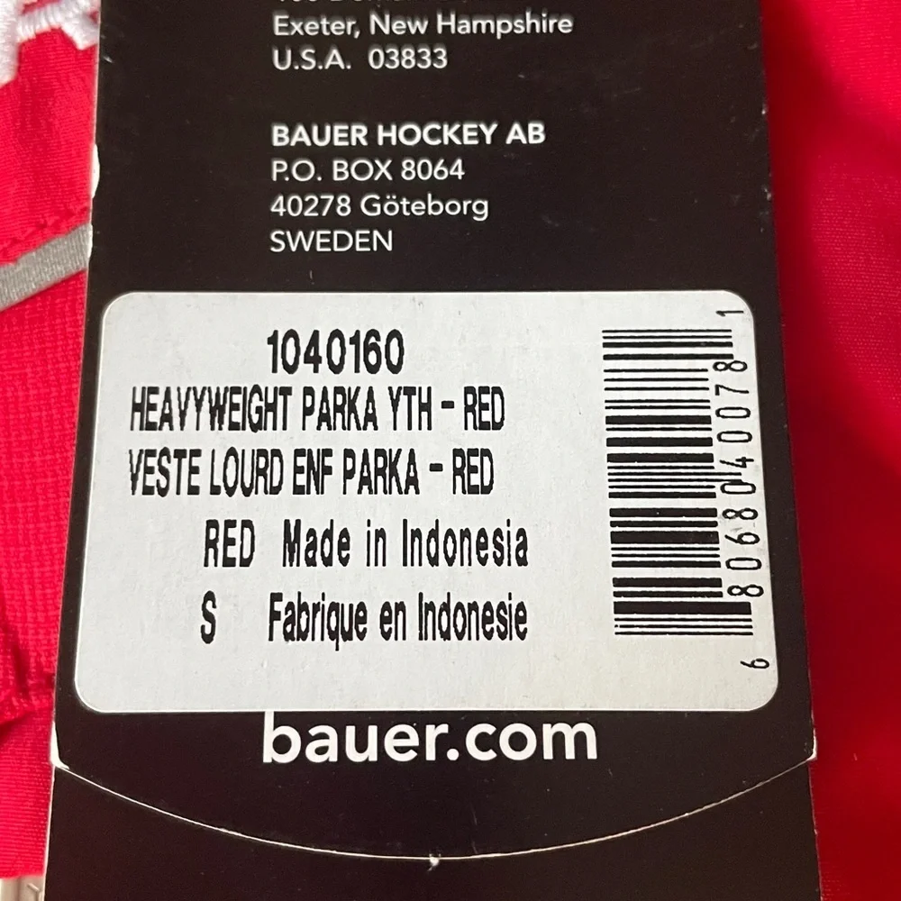 Bauer Kids Bright Red Puffer Jacket - Picture 2 of 3